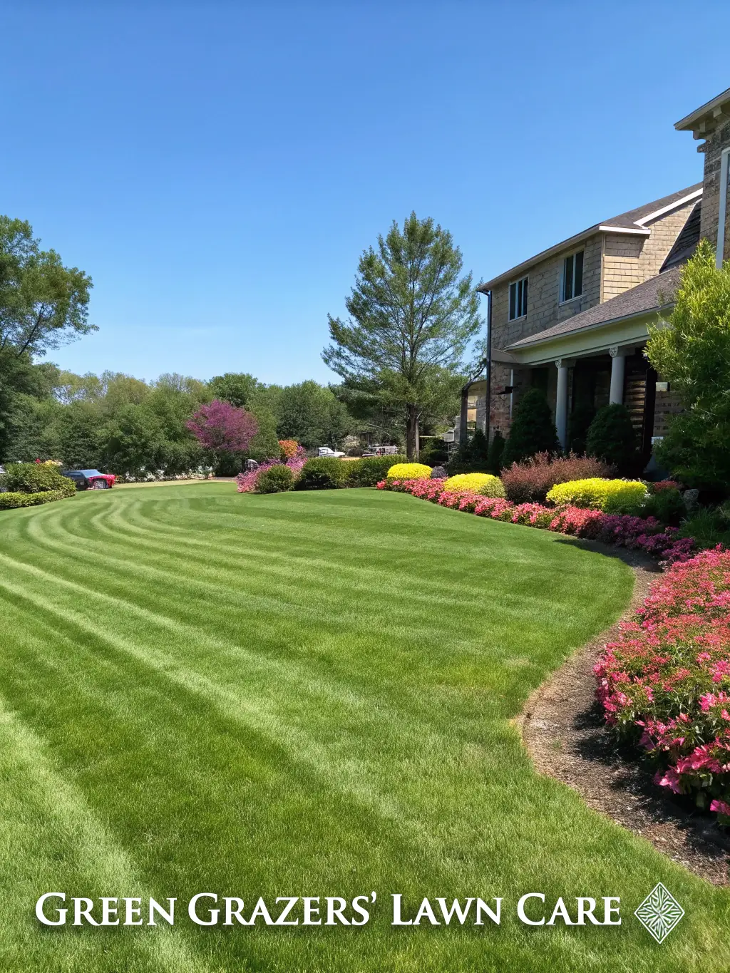 A well-manicured lawn at a commercial property in Northeast Ohio, highlighting CompletePropertyCare's expertise in lawn maintenance and landscaping.